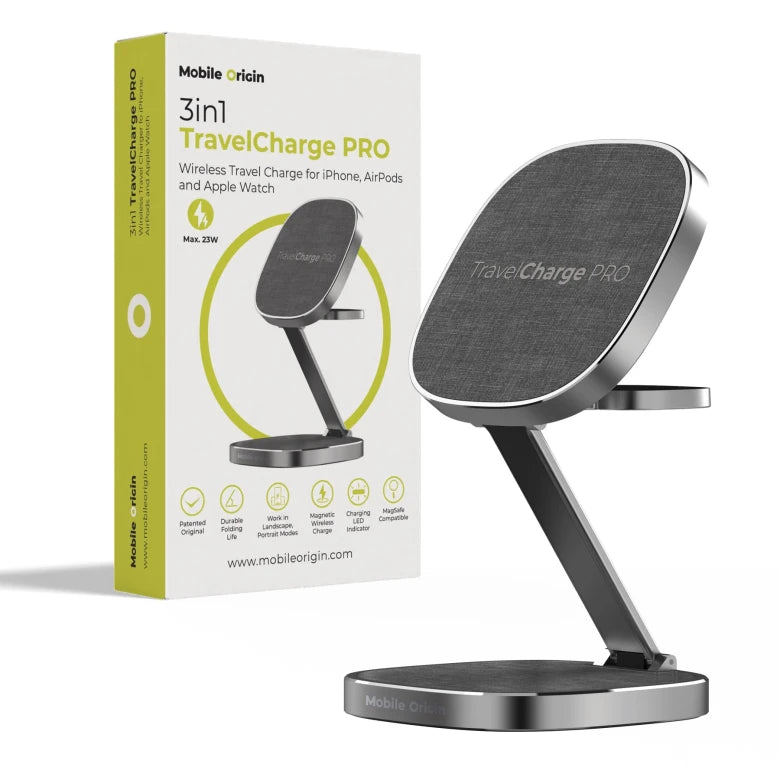 Cestovní bezdrátová nabíječka Mobile Origin TravelCharge PRO - šedá