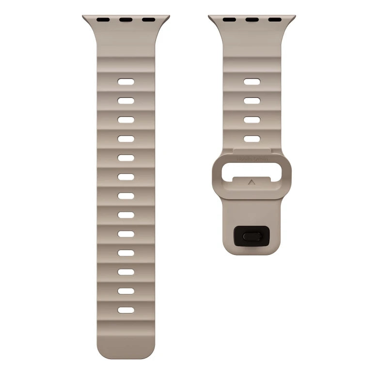 Řemínek pro Apple Watch 44/45/46/49 mm Mobile Origin FKM Strap s kovovým zapínáním - béžový - iSTYLE.cz