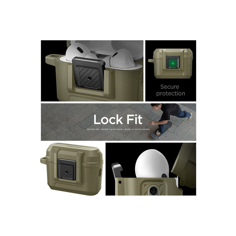 Obal pro AirPods Pro 2. gen Spigen Lock Fit - zelený - iSTYLE CZ