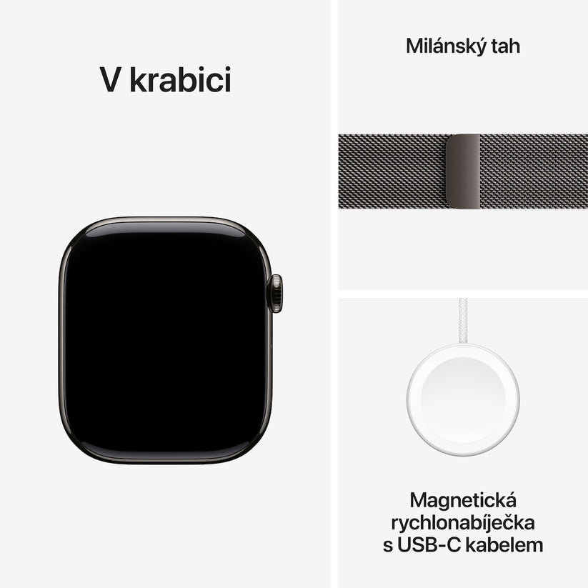 Apple Watch Series 10 GPS + Cellular 46mm břidlicově šedé titanové pouzdro s břidlicově šedým milánským tahem - M/L - iSTYLE CZ