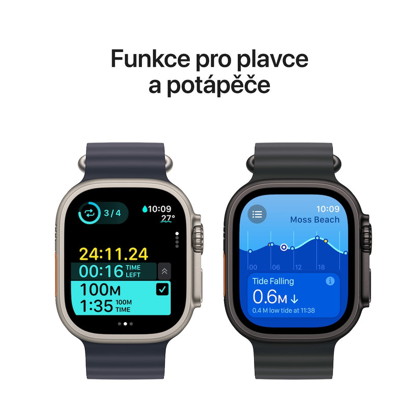 Apple Watch Ultra 2 GPS + Cellular, 49mm přírodně titanové pouzdro s přírodně titanovým milánským tahem z titanu - S (otevřený)