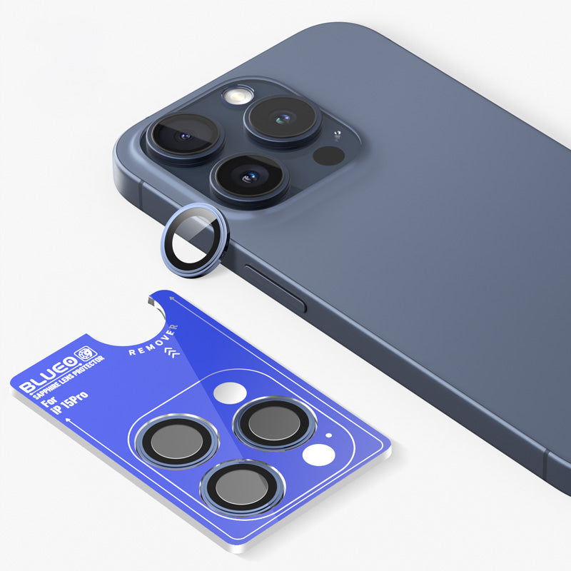 Safírové sklo na čočky pro iPhone 15 Pro Max Blueo - modré - iSTYLE CZ