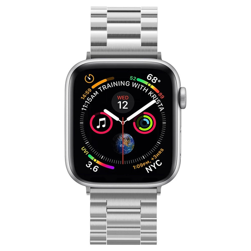 Kovový řemínek pro Apple Watch 42/44/45/49 mm Spigen Modern Fit - stříbrný - iSTYLE CZ