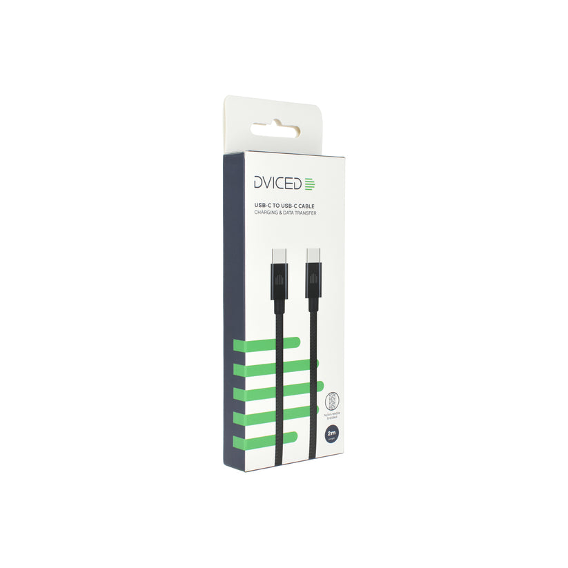 Pletený kabel USB-C / USB-C Dviced 2 m – černý - iSTYLE CZ