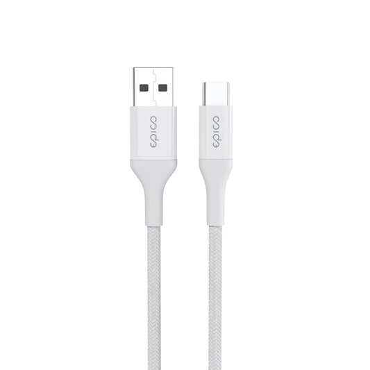 Opletený kabel Epico PD USB-A na USB-C 1,2 m - bílý - iSTYLE CZ