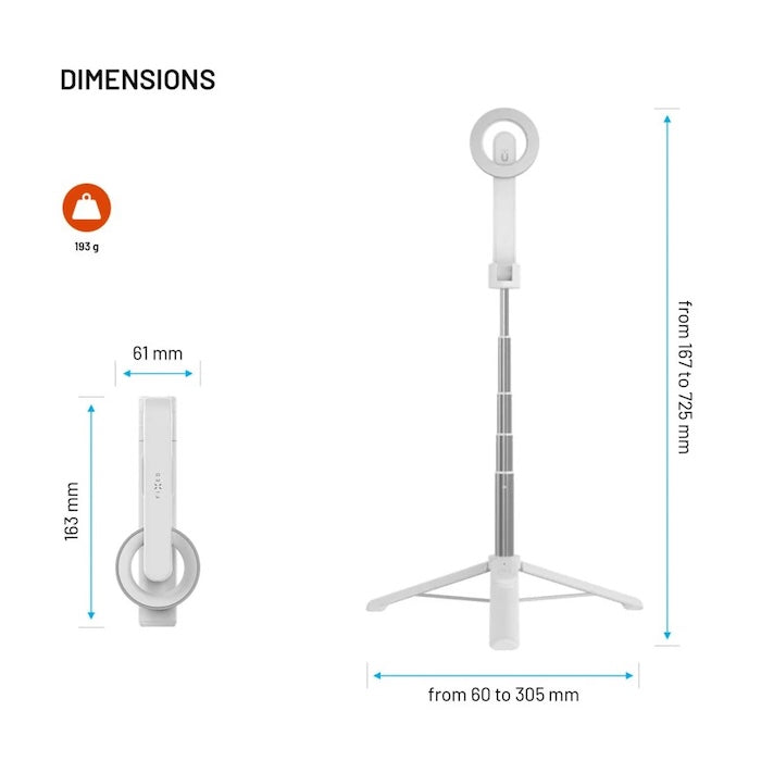 MagSafe selfie stick s tripodem FIXED MagSnap - bílý - iSTYLE CZ