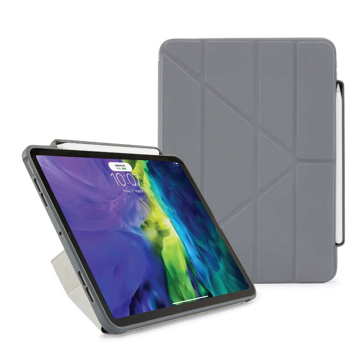 Pouzdro Pipetto Origami pro iPad Air 4 10.9" (2020) s prostorem na Apple Pencil - šedé - iSTYLE CZ