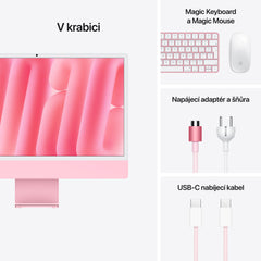 iMac 24“ 4.5K displej, Apple M4 10jádrové CPU, 10jádrové GPU, 24GB, 512GB SSD, CZ - růžový