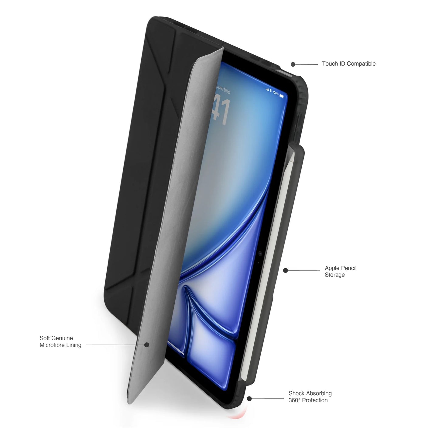 Kryt na iPad Air 13" Pipetto Origami No3 Pencil Case - černý - iSTYLE CZ