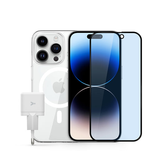 Základní balíček k iPhone 14 Plus (sklo na displej, ochranný kryt, 20W adaptér) - iSTYLE CZ