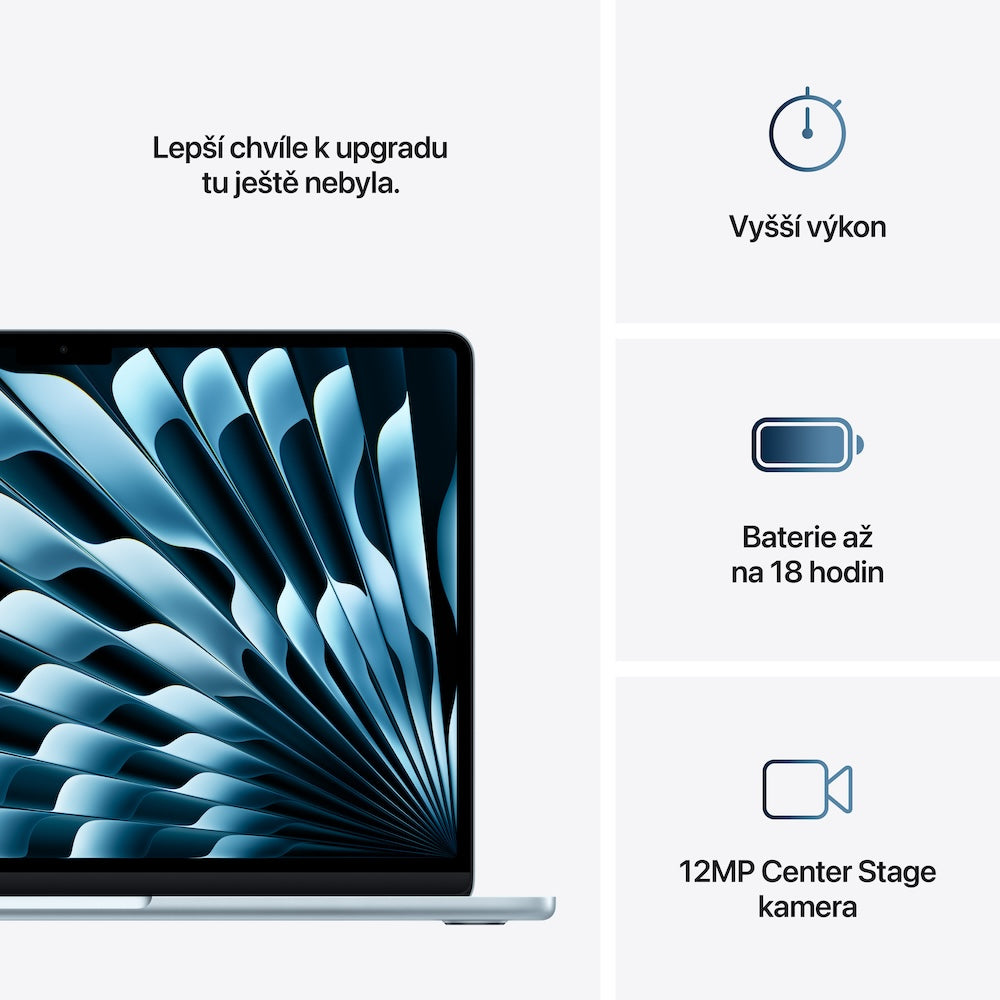 MacBook Air 13,6", Apple M4 10jádrové CPU, 8jádrové GPU, 16GB, 256GB SSD, CZ - blankytně modrý (otevřený) - iSTYLE.cz