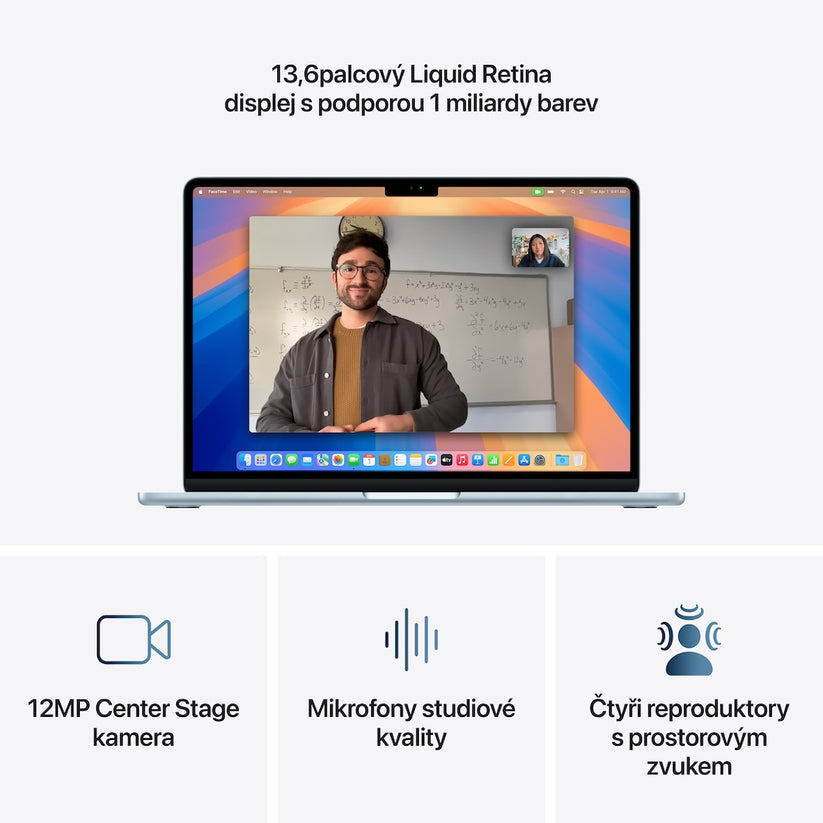 MacBook Air 13,6", Apple M4 10jádrové CPU, 8jádrové GPU, 16GB, 256GB SSD, CZ - blankytně modrý (otevřený) - iSTYLE.cz