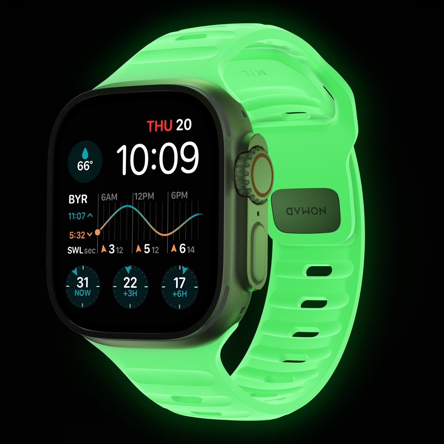Řemínek pro Apple Watch 42/44/45/49 mm Nomad Sport Strap Glow 2.0 - iSTYLE CZ