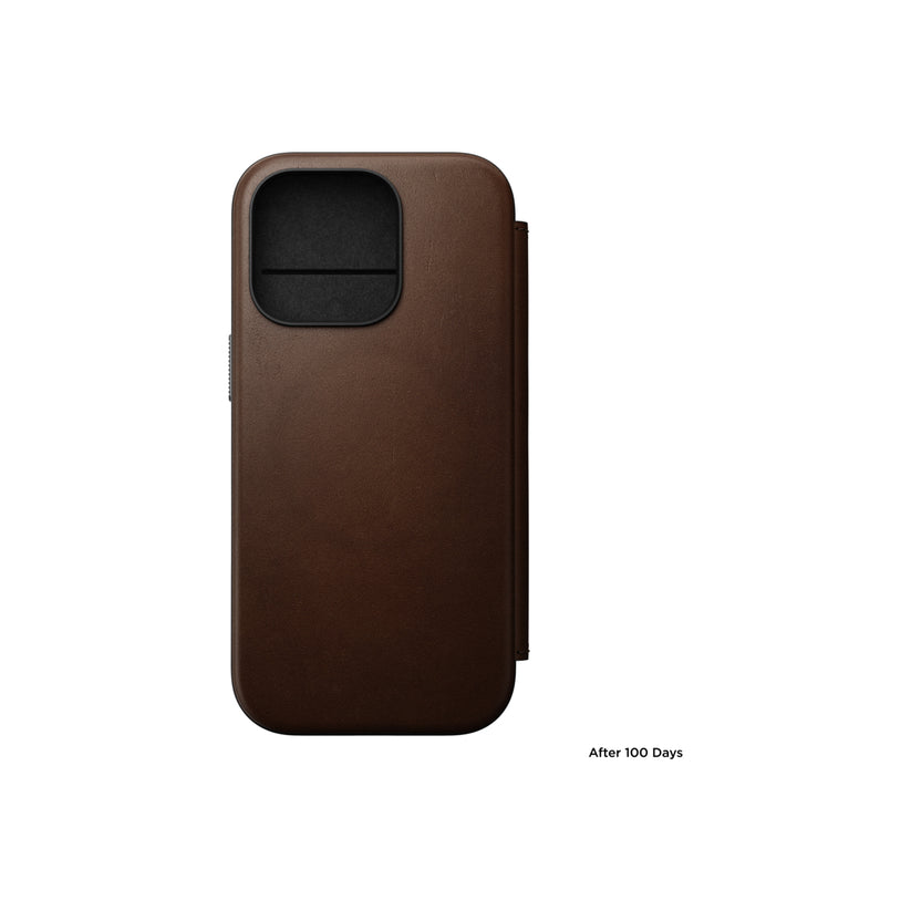 Kožený MagSafe kryt pro iPhone 16 Pro Nomad Modern Leather Folio - hnědý - iSTYLE CZ