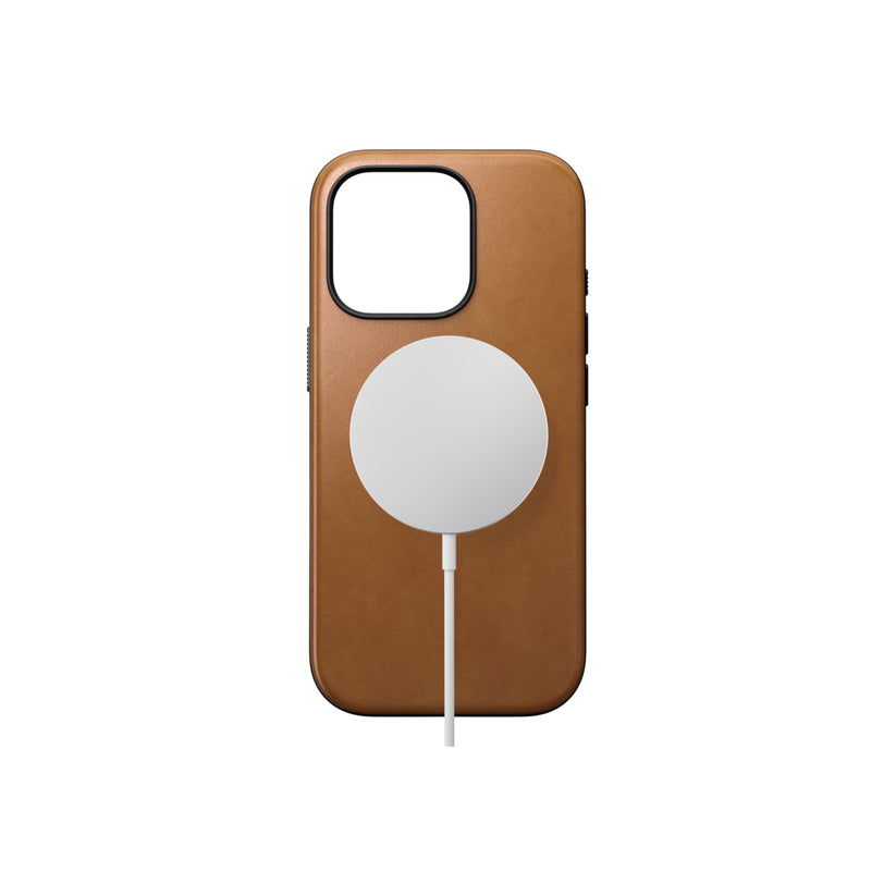 Kožený MagSafe kryt pro iPhone 16 Pro Nomad Modern - světle hnědý - iSTYLE CZ