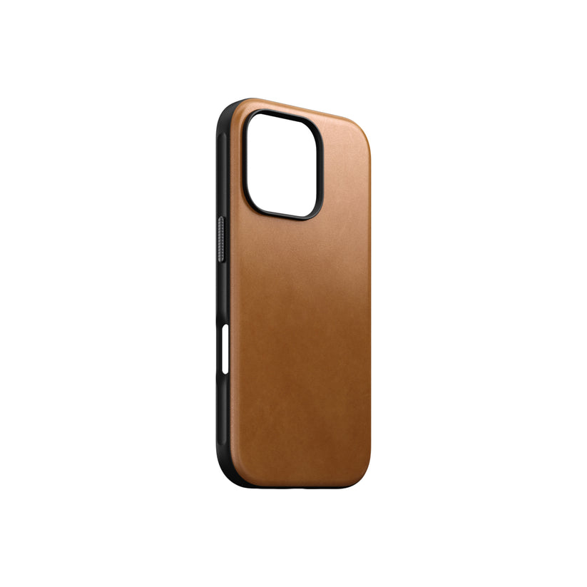 Kožený MagSafe kryt pro iPhone 16 Pro Nomad Modern - světle hnědý - iSTYLE CZ