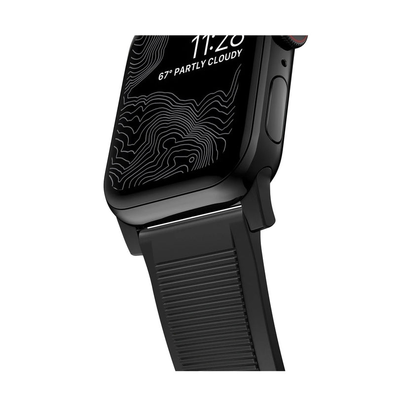 Řemínek pro Apple Watch 42/44/45/49 mm Nomad Rugged Strap - černý s černou přezkou - iSTYLE CZ