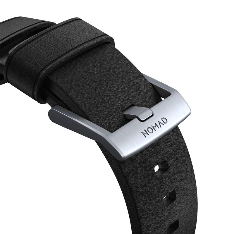 Řemínek pro Apple Watch 42/44/45/49 mm Nomad Active Strap Pro - černý se stříbrnou přezkou - iSTYLE CZ