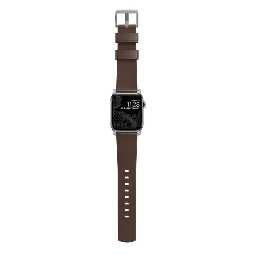Řemínek pro Apple Watch 42/44/45/49 mm Nomad kožený - stříbrný - iSTYLE CZ