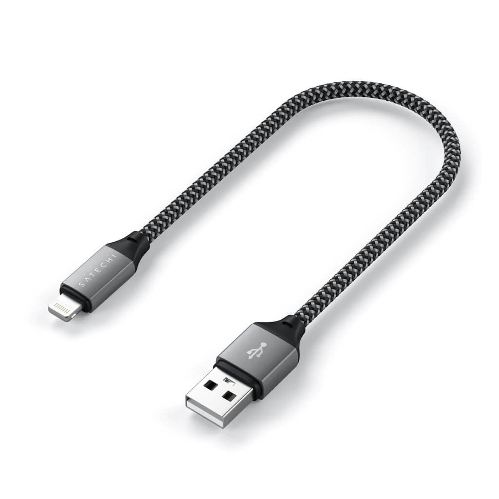 Pletený kabel Satechi USB-A na Lightning 25 cm – šedý - iSTYLE CZ