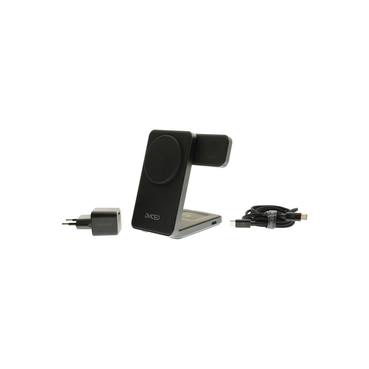 Skládací 3v1 MagSafe Qi2 nabíječka Dviced se stojánkem – černá - iSTYLE CZ