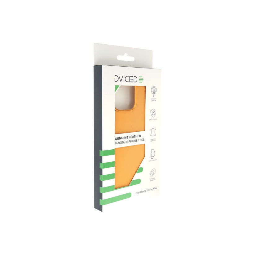 Kožený MagSafe kryt pro iPhone 16 Pro Max Dviced – oranžový - iSTYLE CZ