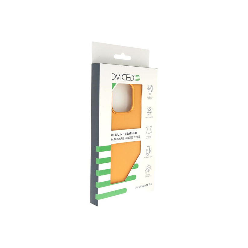 Kožený MagSafe kryt pro iPhone 16 Pro Dviced – oranžový - iSTYLE CZ